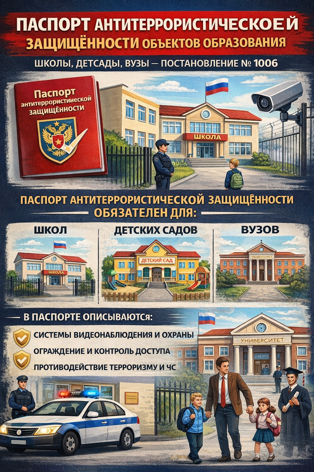 Паспорт антитеррористической защищённости школы и детского сада по постановлению № 1006
