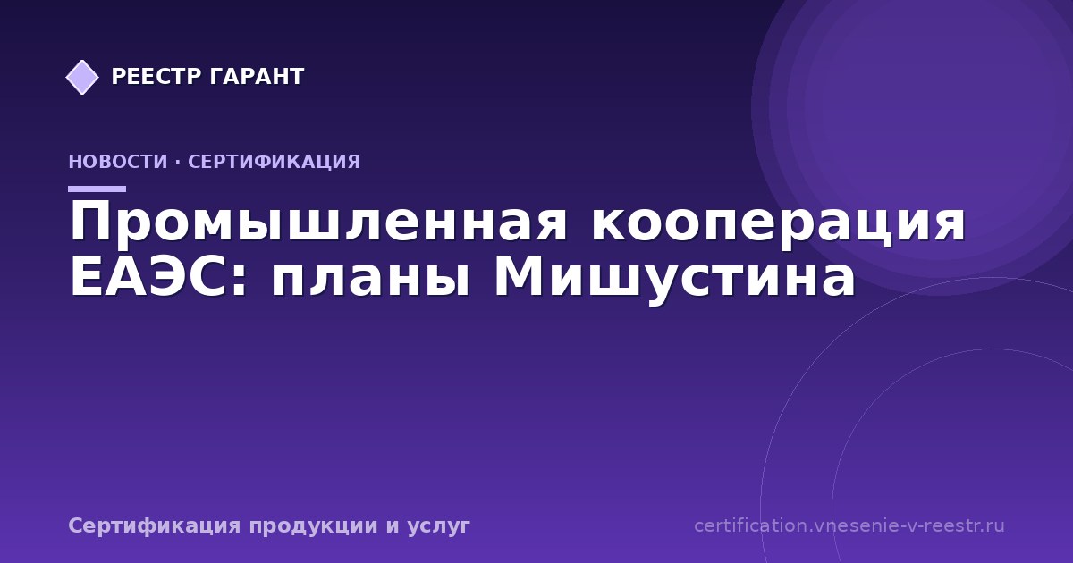 Промышленная кооперация ЕАЭС: планы Мишустина