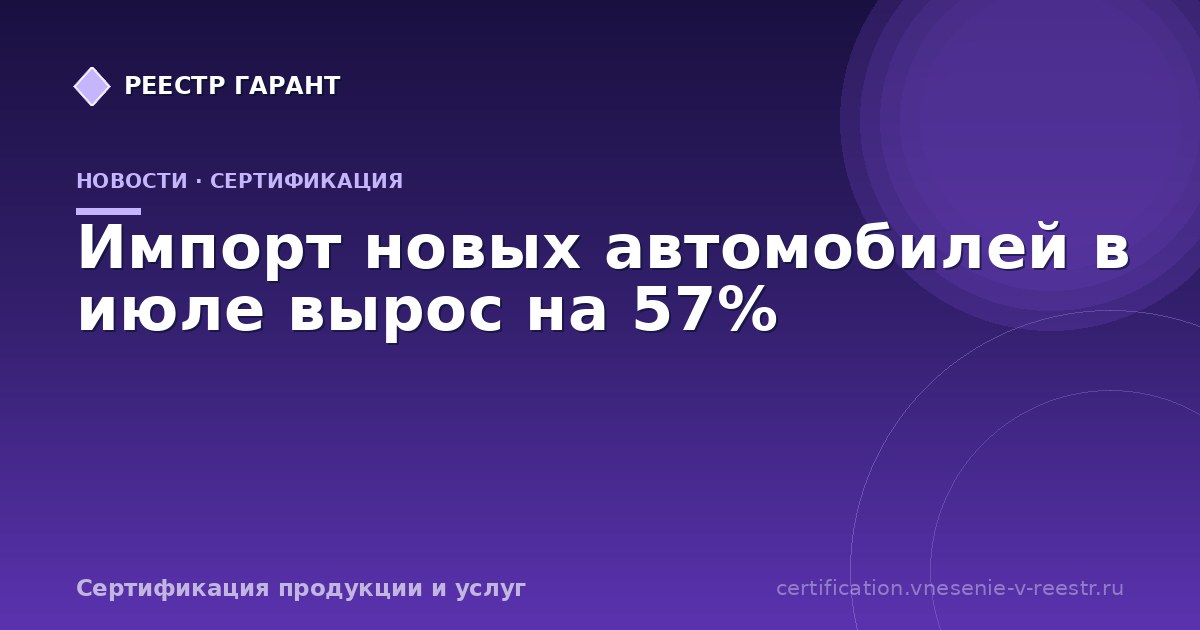 Импорт новых автомобилей в июле вырос на 57%