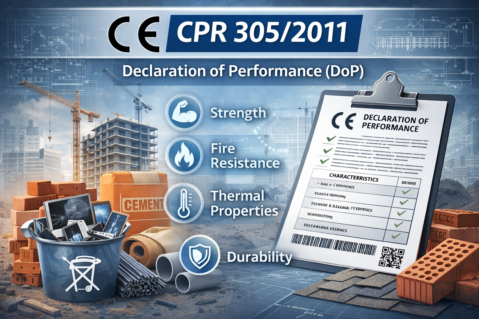 CE маркировка строительных материалов по CPR 305/2011 — декларация характеристик DoP