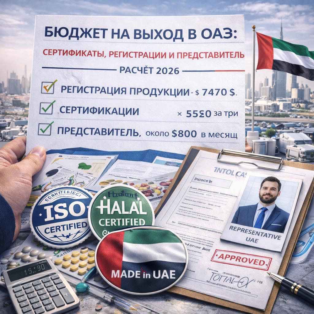 Бюджет на выход в ОАЭ: сертификаты, регистрации и представитель — расчёт 2026