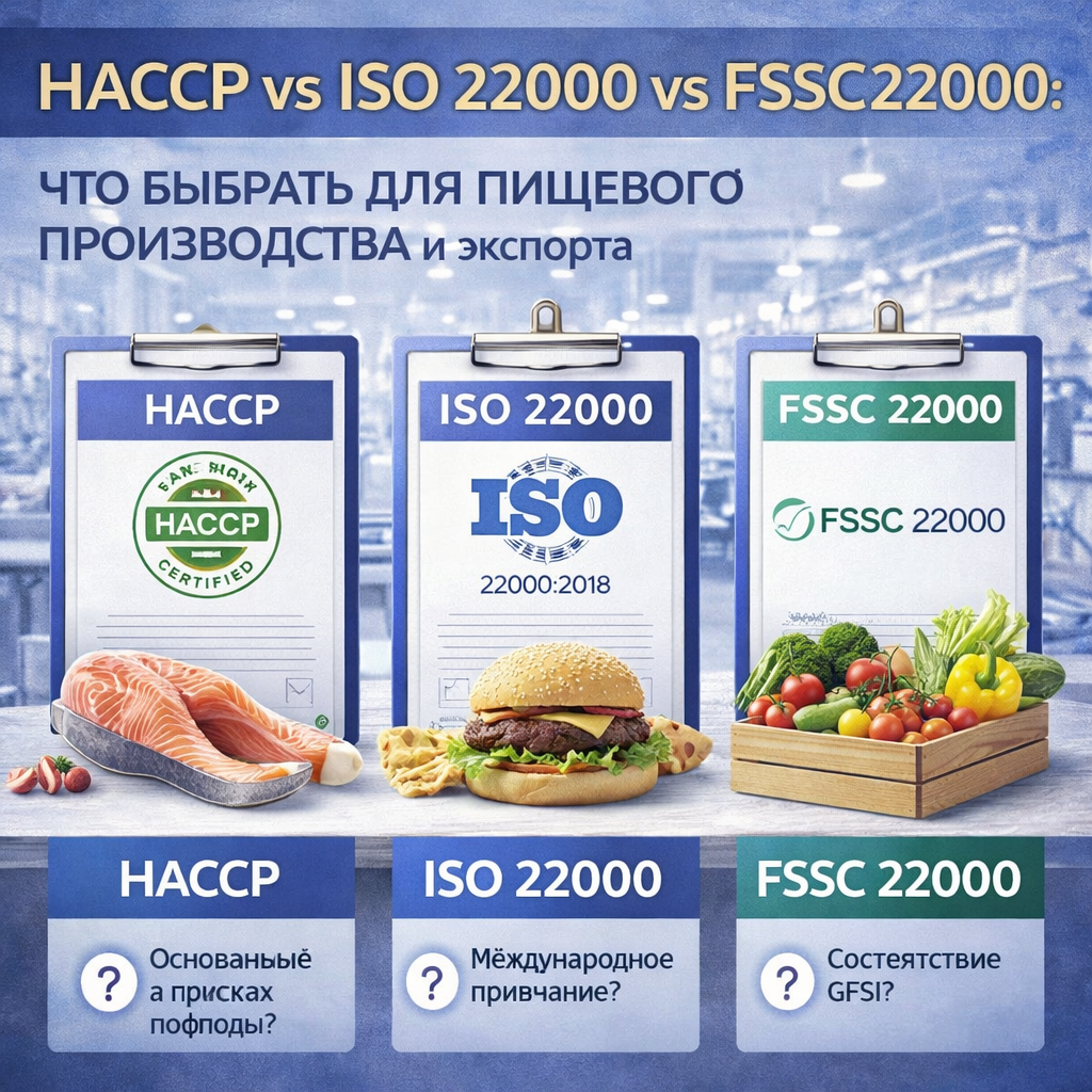HACCP vs ISO 22000 vs FSSC 22000: что выбрать для пищевого производства и экспорта