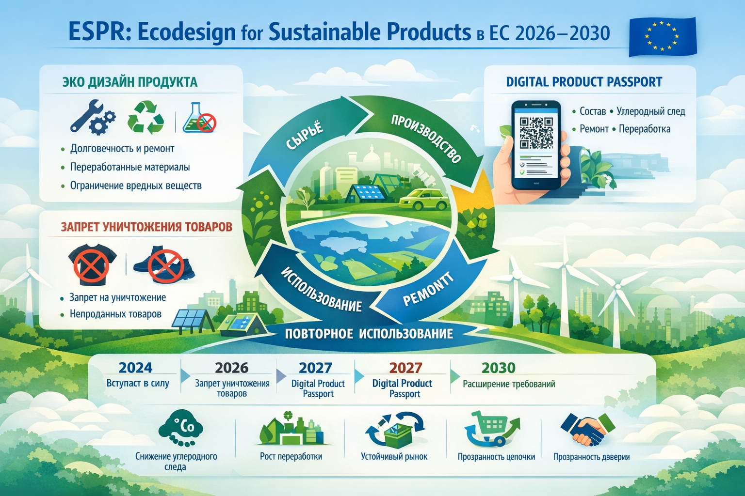 ESPR Ecodesign for Sustainable Products: новые требования ЕС 2026–2030