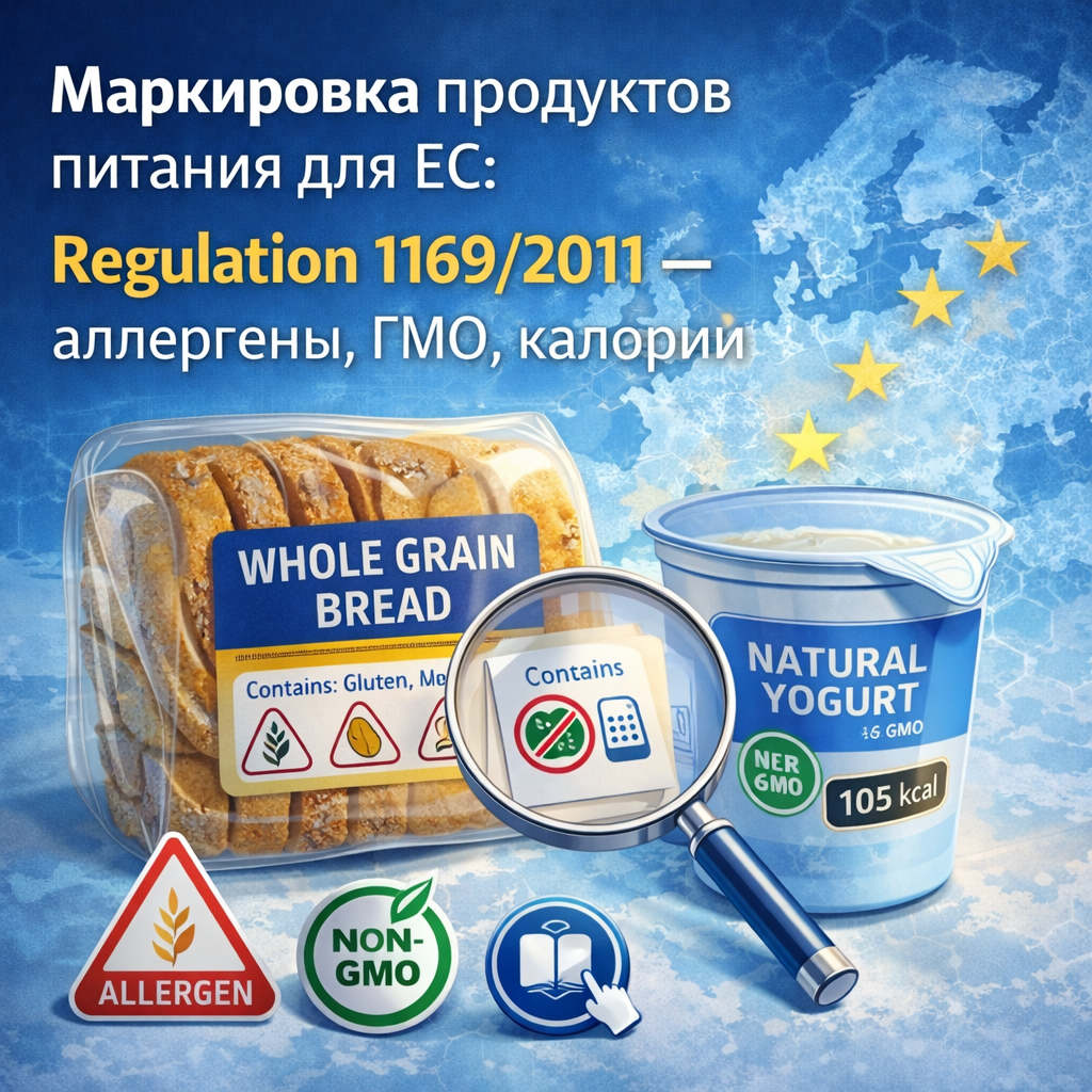 Маркировка продуктов питания для ЕС: Regulation 1169/2011 — аллергены, ГМО, калории