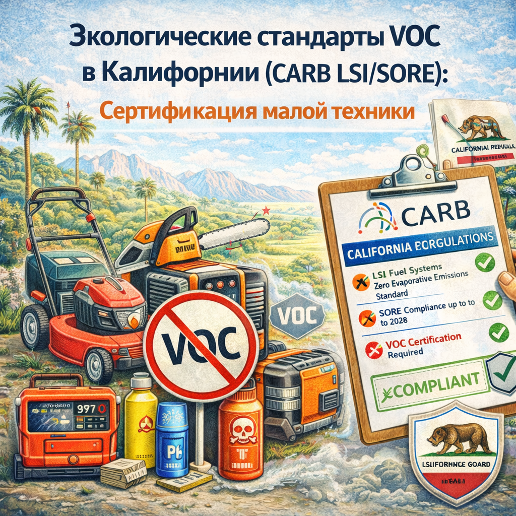 Экологические стандарты VOC в Калифорнии (CARB LSI/SORE): Сертификация малой техники