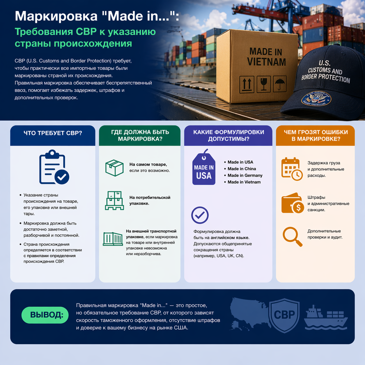 Маркировка "Made in...": Требования CBP к указанию страны происхождения