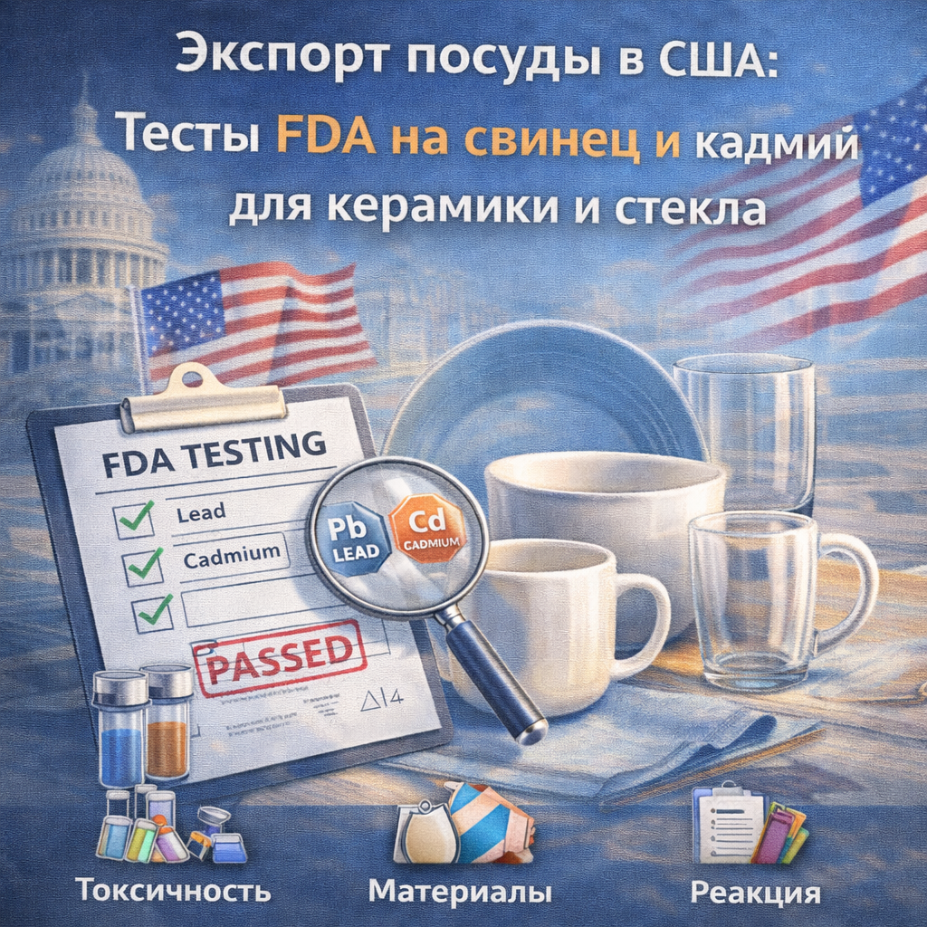 Экспорт посуды в США: Тесты FDA на свинец и кадмий для керамики и стекла
