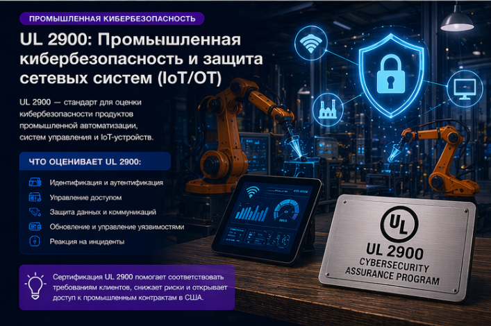 UL 2900: Промышленная кибербезопасность и защита сетевых систем (IoT/OT)
