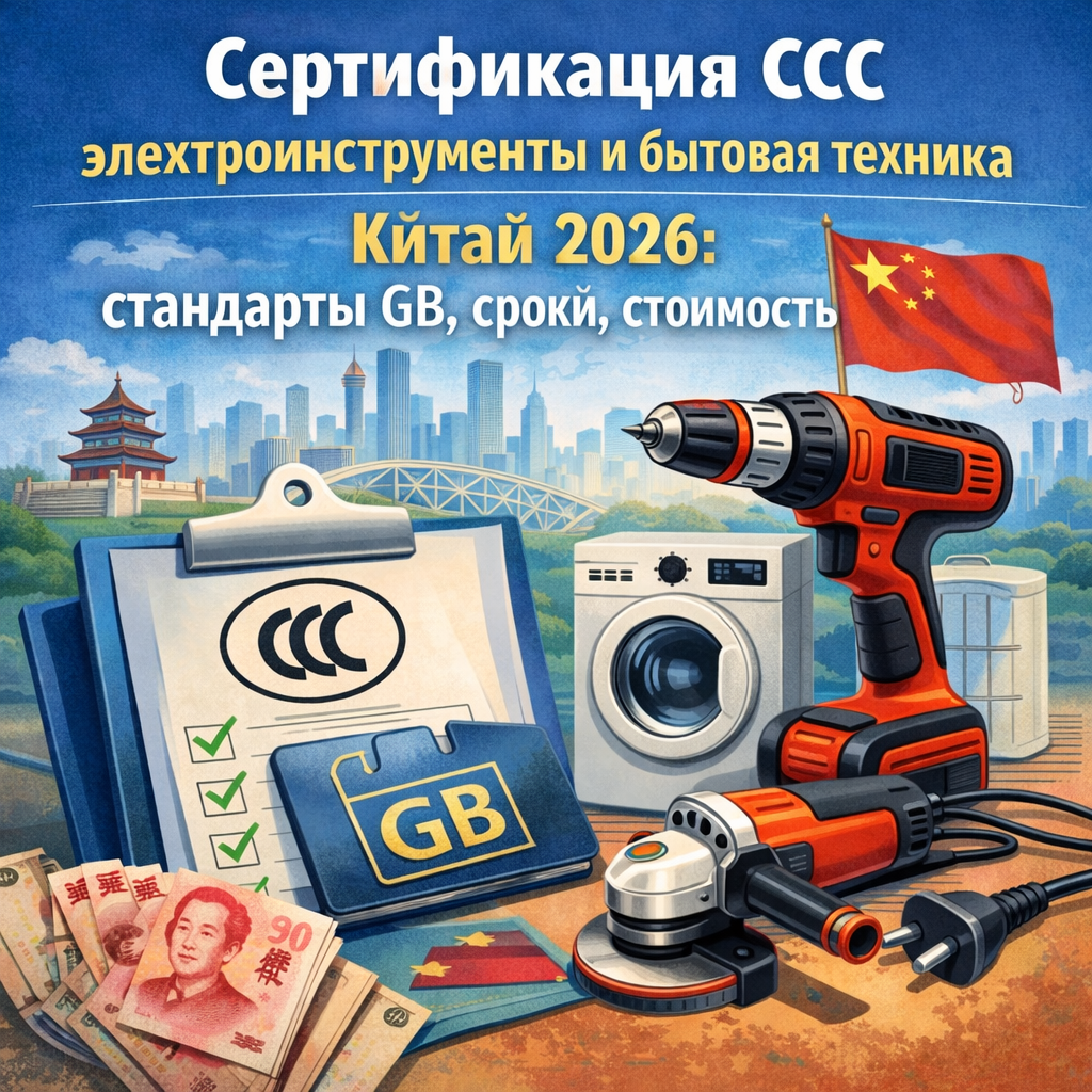 Сертификация CCC электроинструменты и бытовая техника Китай 2026: стандарты GB, сроки, стоимость