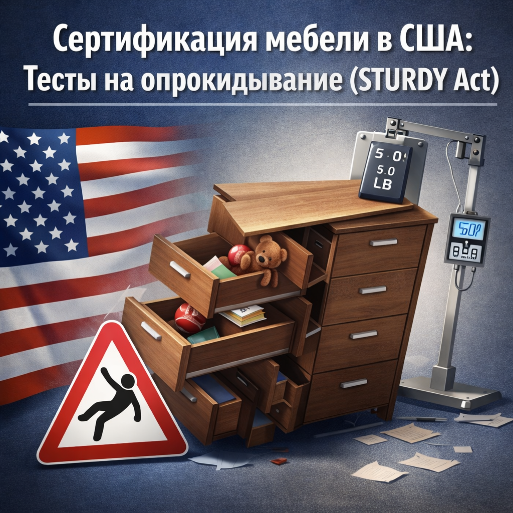 Сертификация мебели в США: Тесты на опрокидывание (STURDY Act)