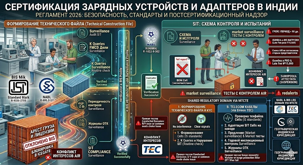 Сертификация зарядных устройств и адаптеров питания в Индии: регламент BIS CRS, стандарты и таможенные правила в 2026 году