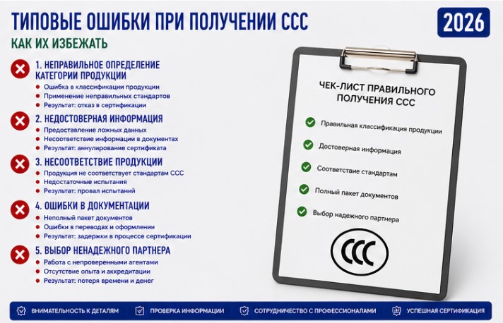 Типовые ошибки при получении CCC