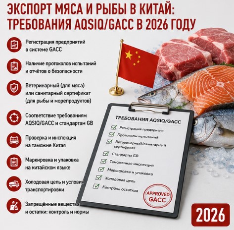 Экспорт мяса и рыбы в Китай: требования GACC в 2026 году