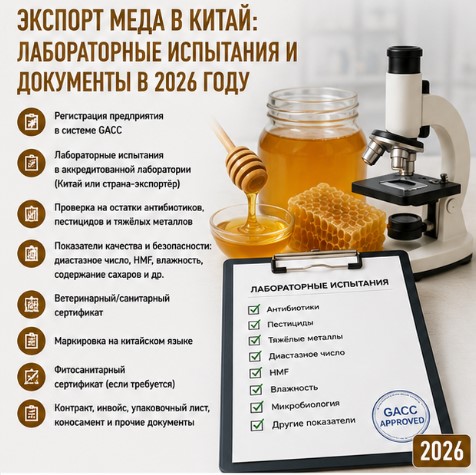 Экспорт меда в Китай: лабораторные испытания и документы в 2026 году