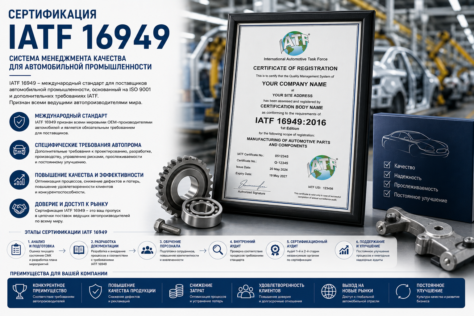 Сертификация IATF 16949 (СМК для автопрома)
