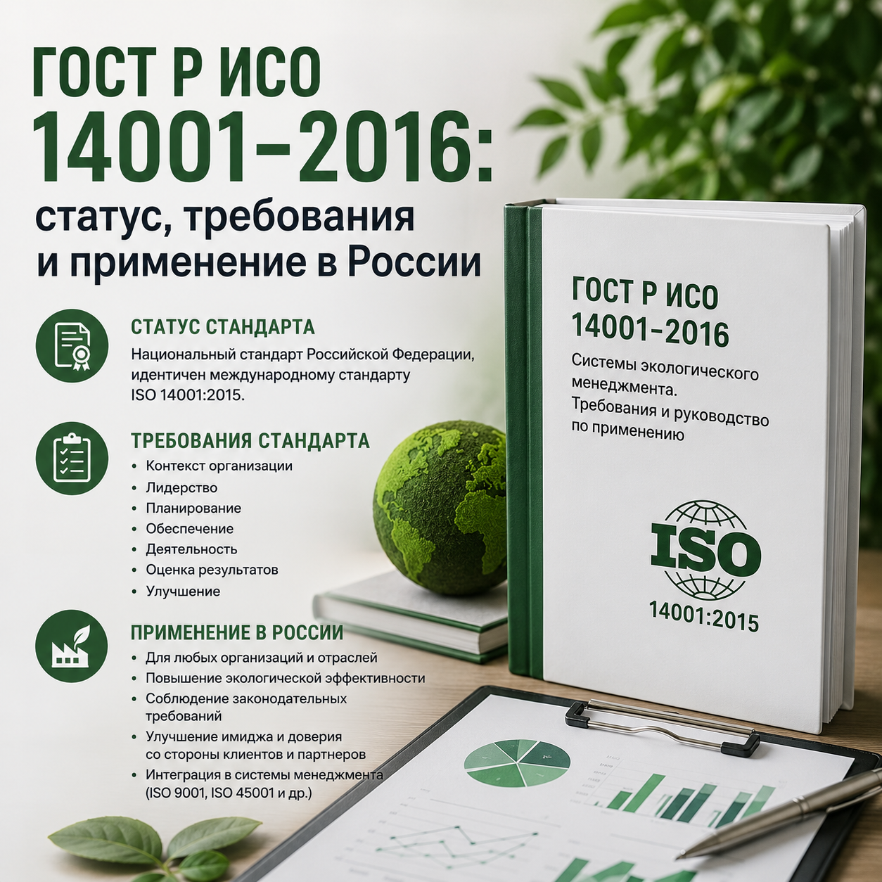 ГОСТ Р ИСО 14001-2016: статус, требования и применение в России