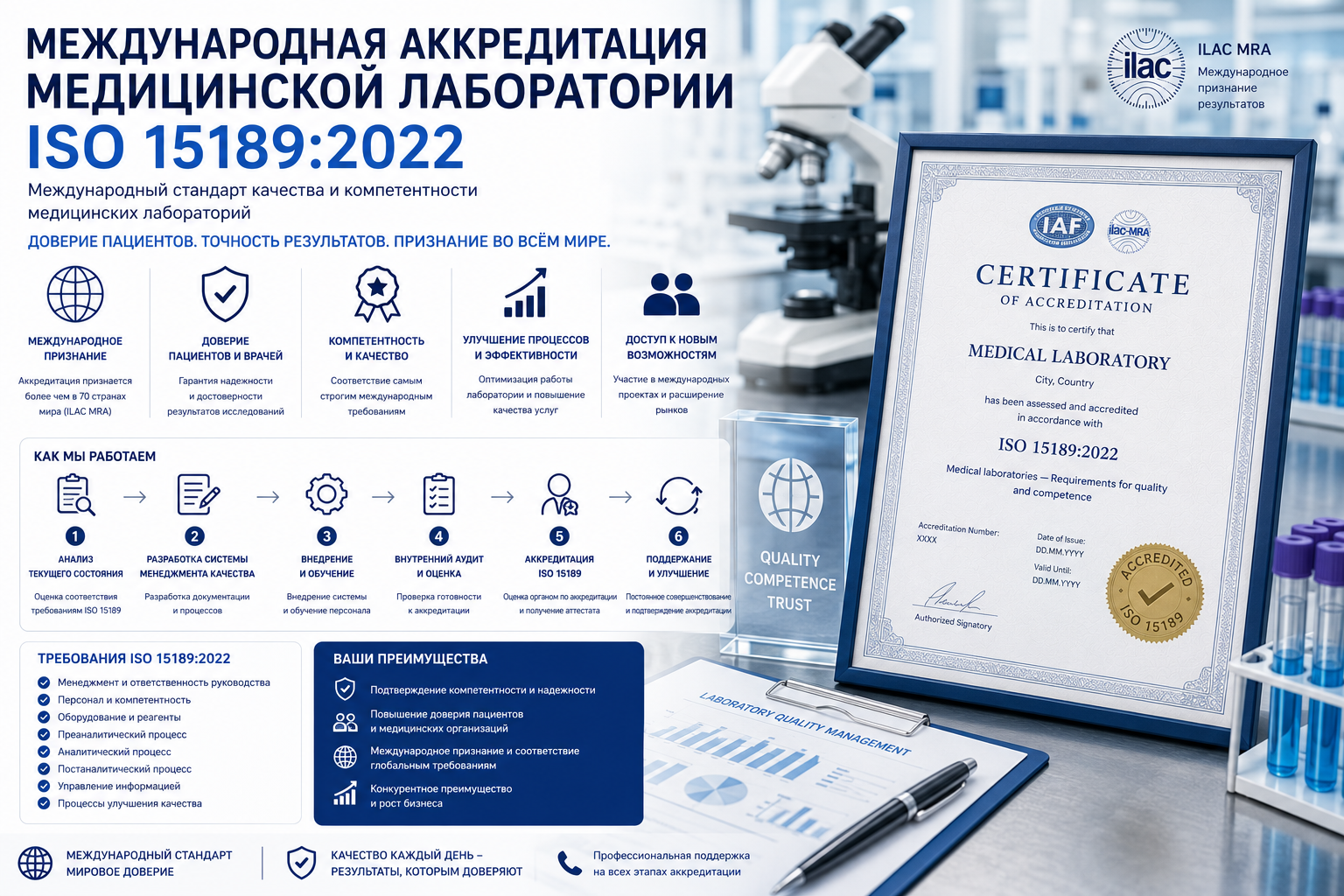 Международная аккредитация медицинской лаборатории ISO 15189