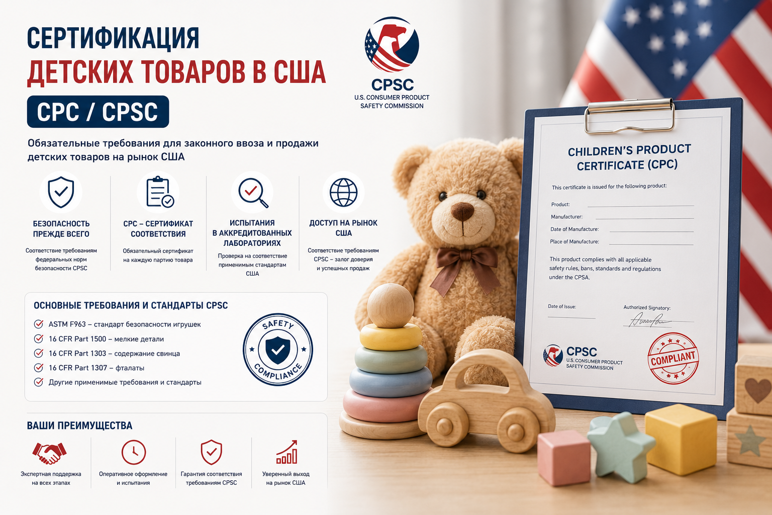Сертификация детских товаров в США (CPC / CPSC)