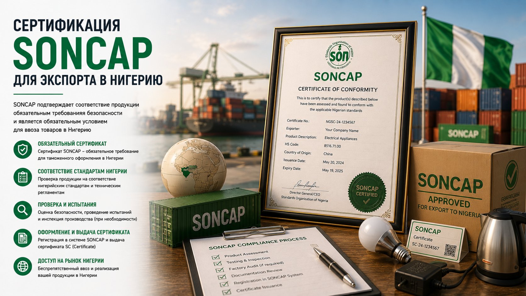 Сертификация SONCAP для экспорта в Нигерию