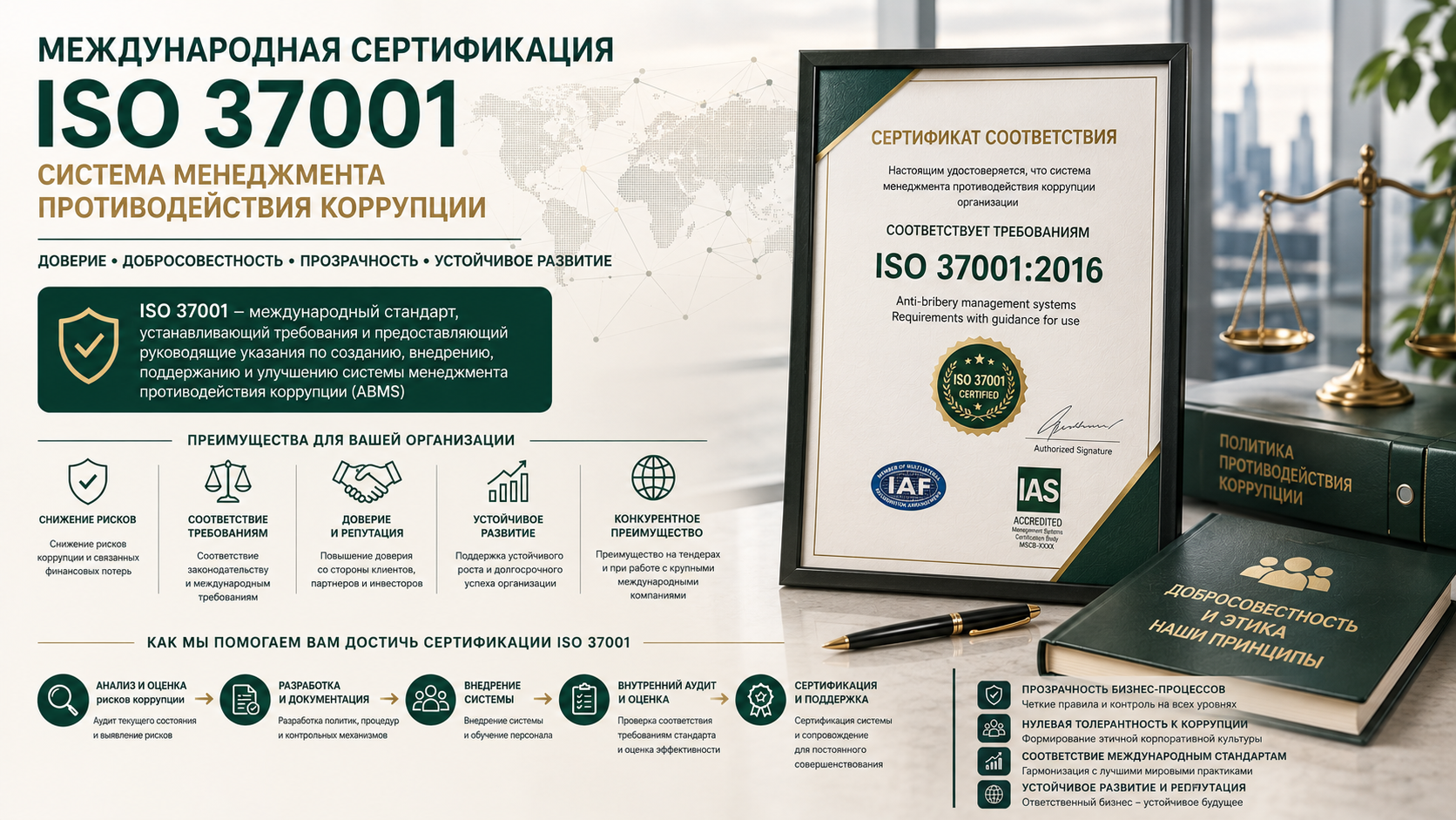 Международная сертификация ISO 37001 (система менеджмента противодействия коррупции)