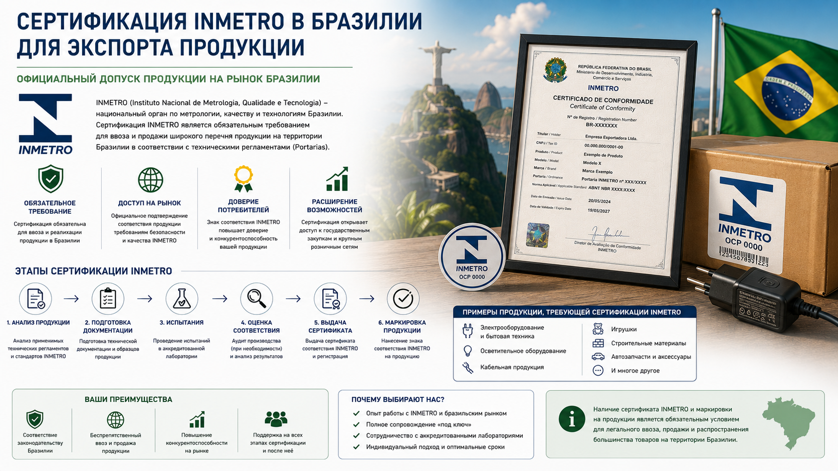 Сертификация INMETRO в Бразилии для экспорта