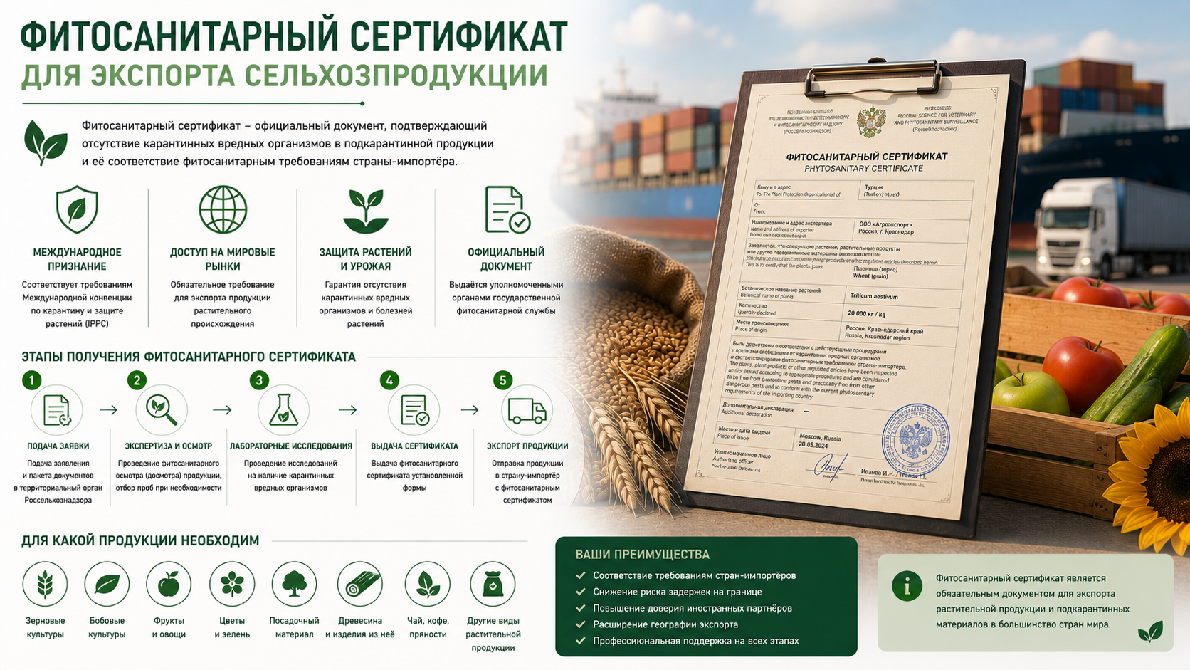 Фитосанитарный сертификат для экспорта сельхозпродукции