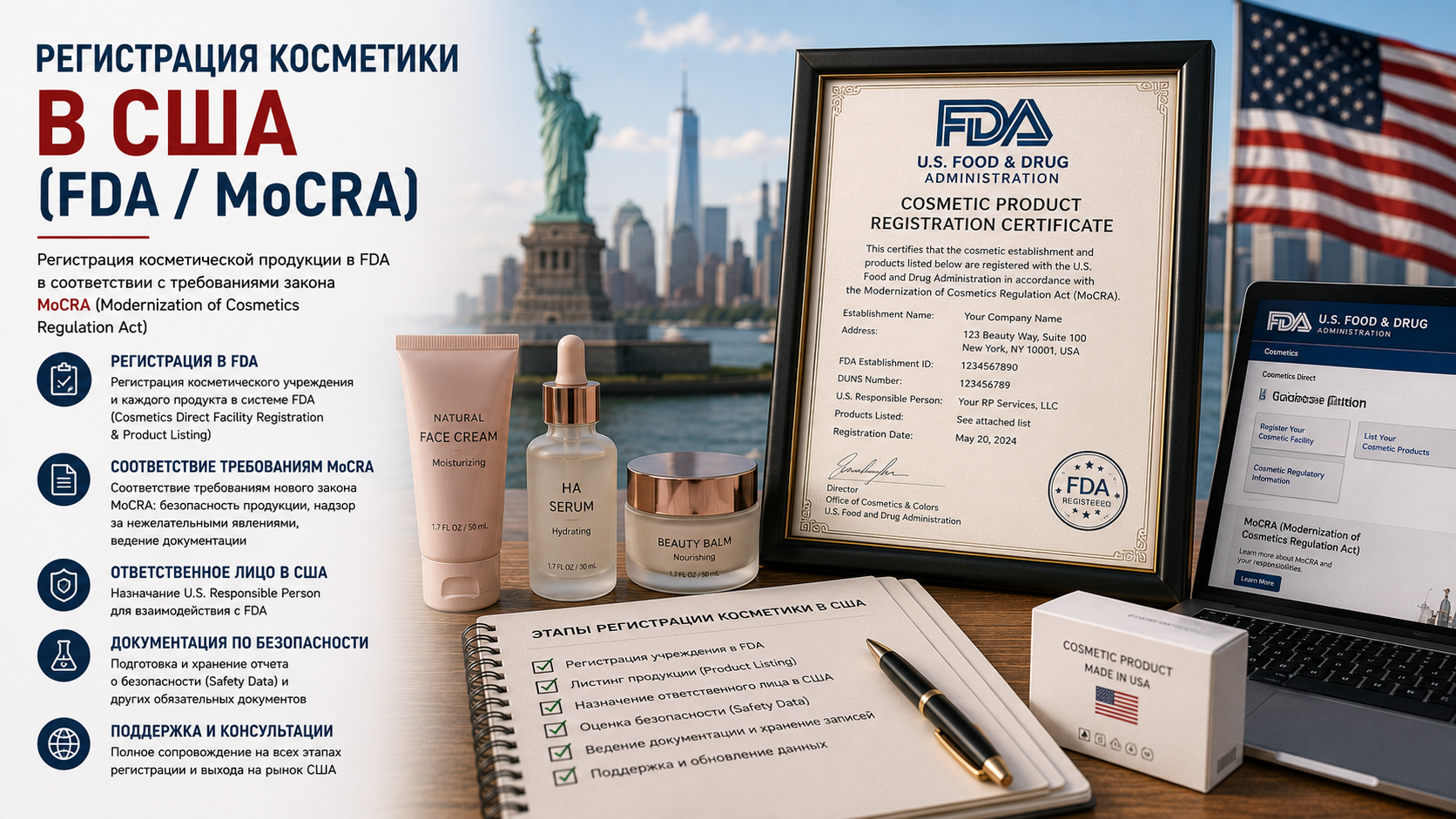 Регистрация косметики в США (FDA / MoCRA)