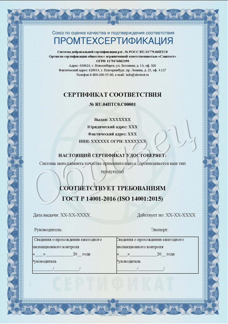 Образец документа — ИСО 45001