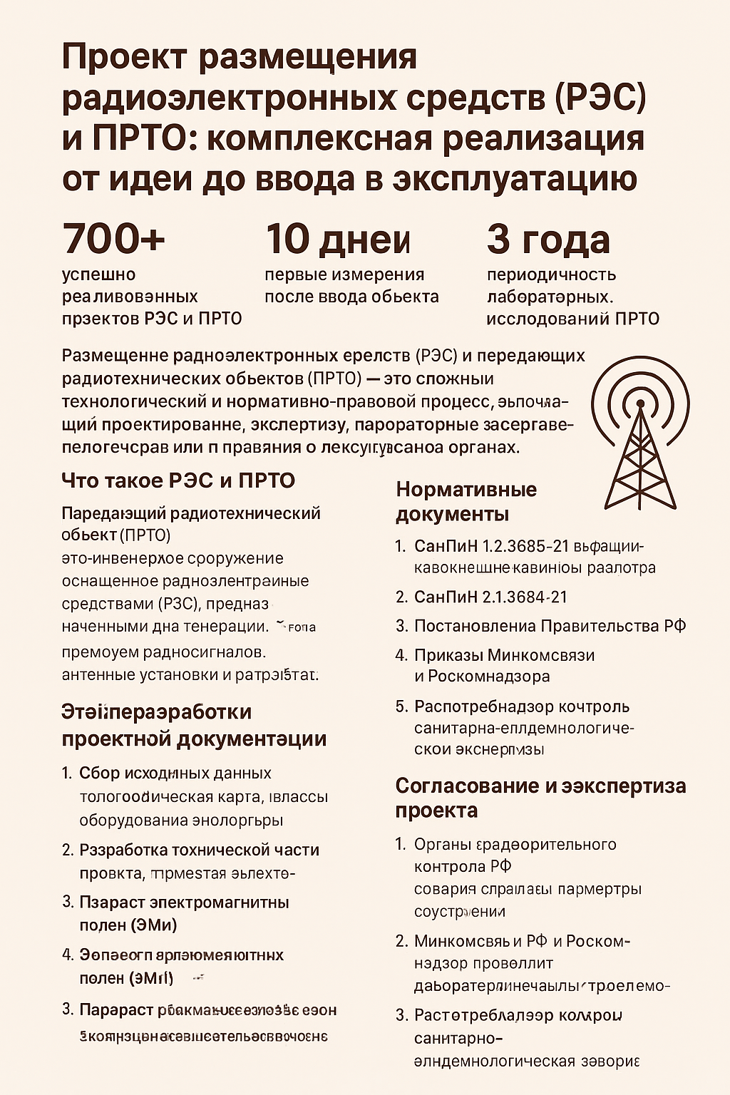 Проект размещения радиоэлектронных средств РЭС и ПРТО