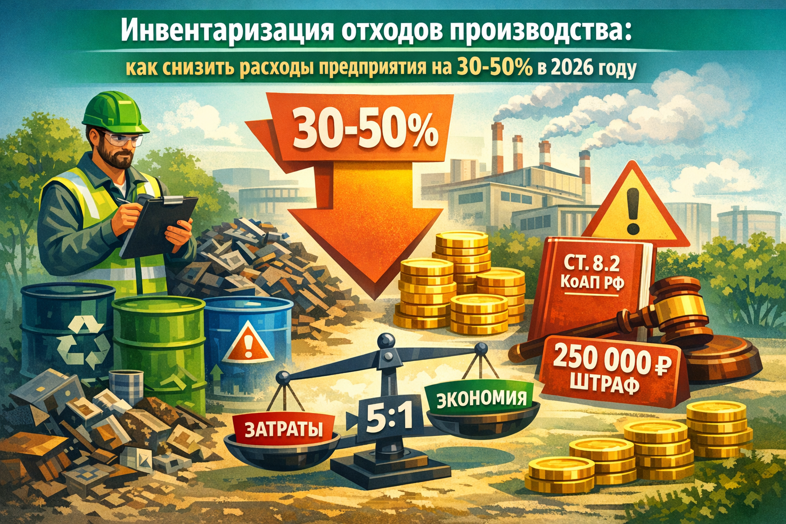 Инвентаризация отходов производства: как снизить расходы предприятия на 30-50% в 2026 году