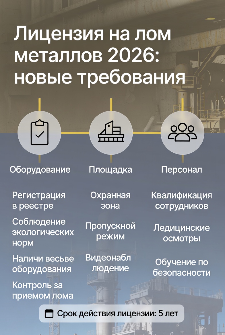 Лицензия на лом металлов 2026: новые требования к оборудованию, площадке и персоналу