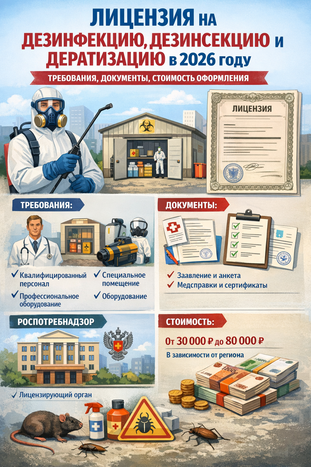 Лицензия на дезинфекцию, дезинсекцию и дератизацию