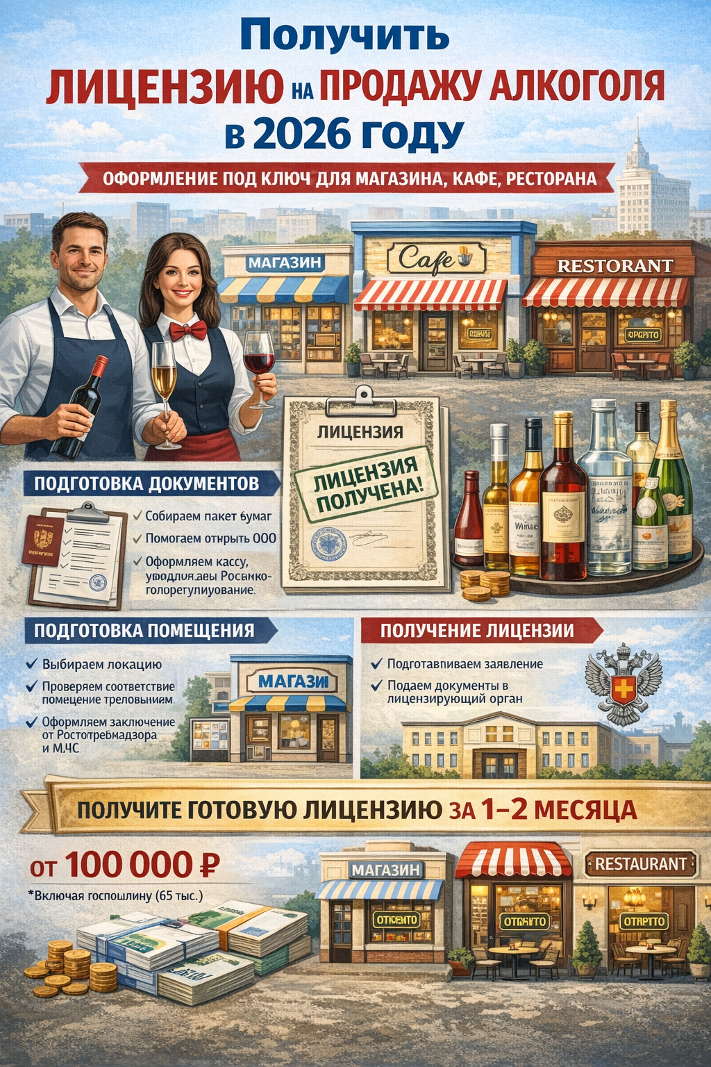 Оформить лицензию на продажу алкоголя