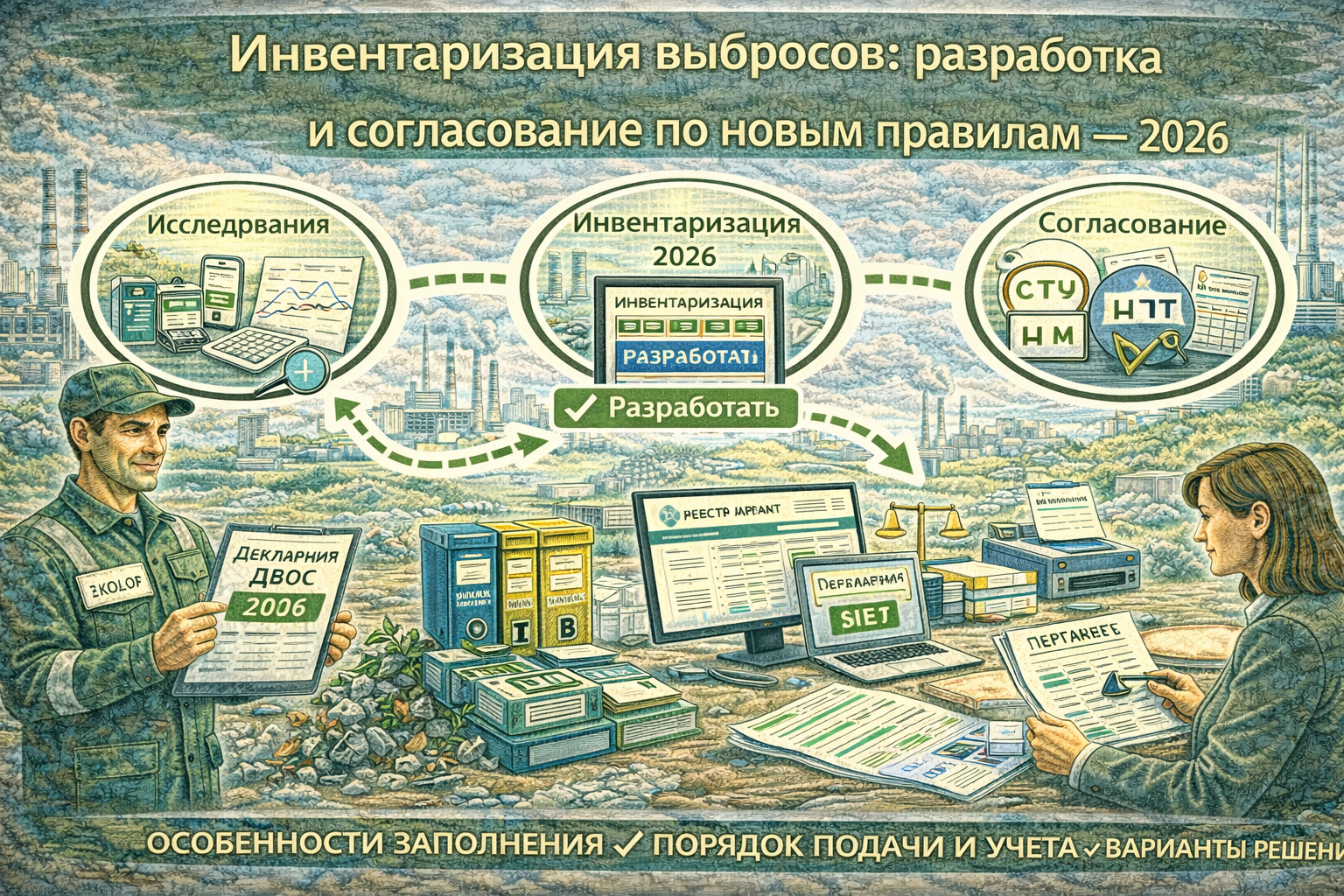 Инвентаризация выбросов: разработка и согласование по новым правилам 2026