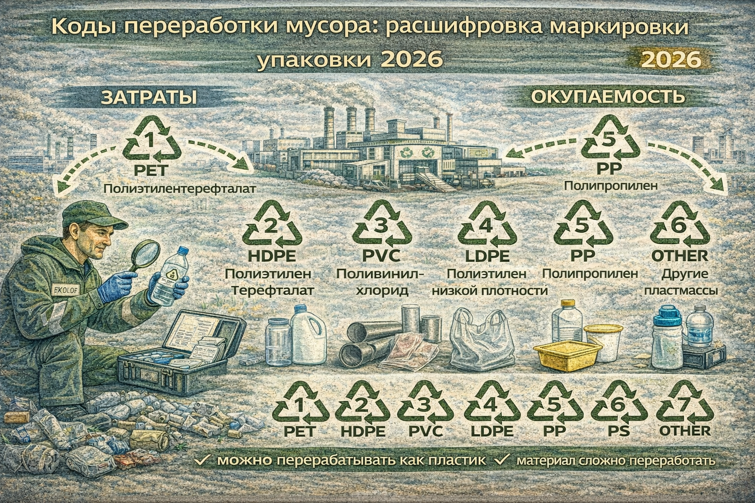 Коды переработки мусора: расшифровка маркировки упаковки 2026
