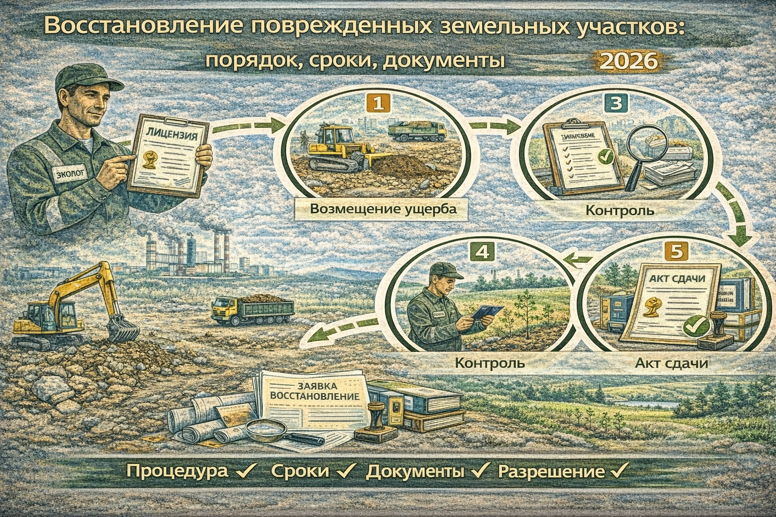 Восстановление поврежденных земельных участков: порядок, сроки, документы 2026