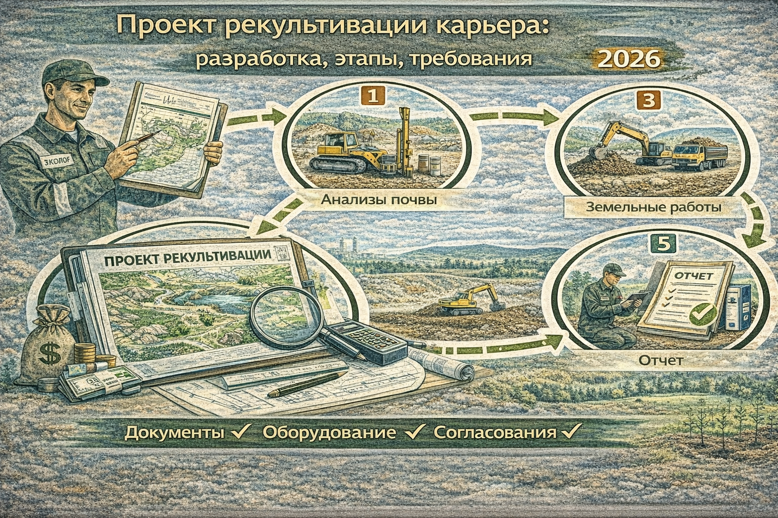 Проект рекультивации карьера: разработка, этапы, требования 2026