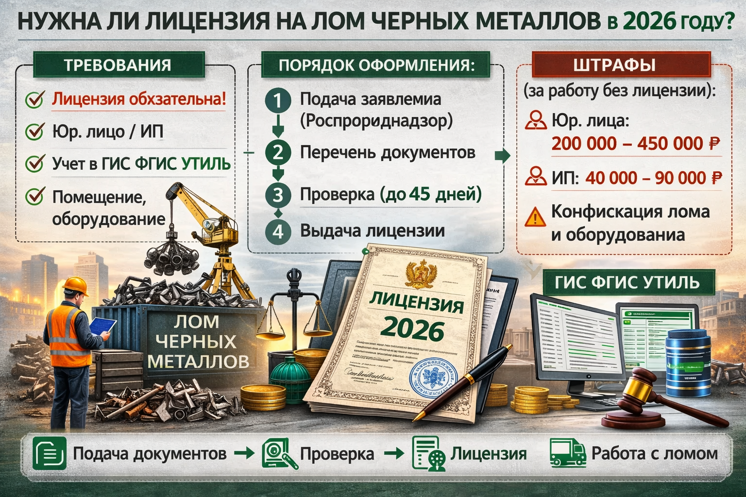 Нужна ли лицензия на лом черных металлов в 2026 году: требования, штрафы, порядок оформления