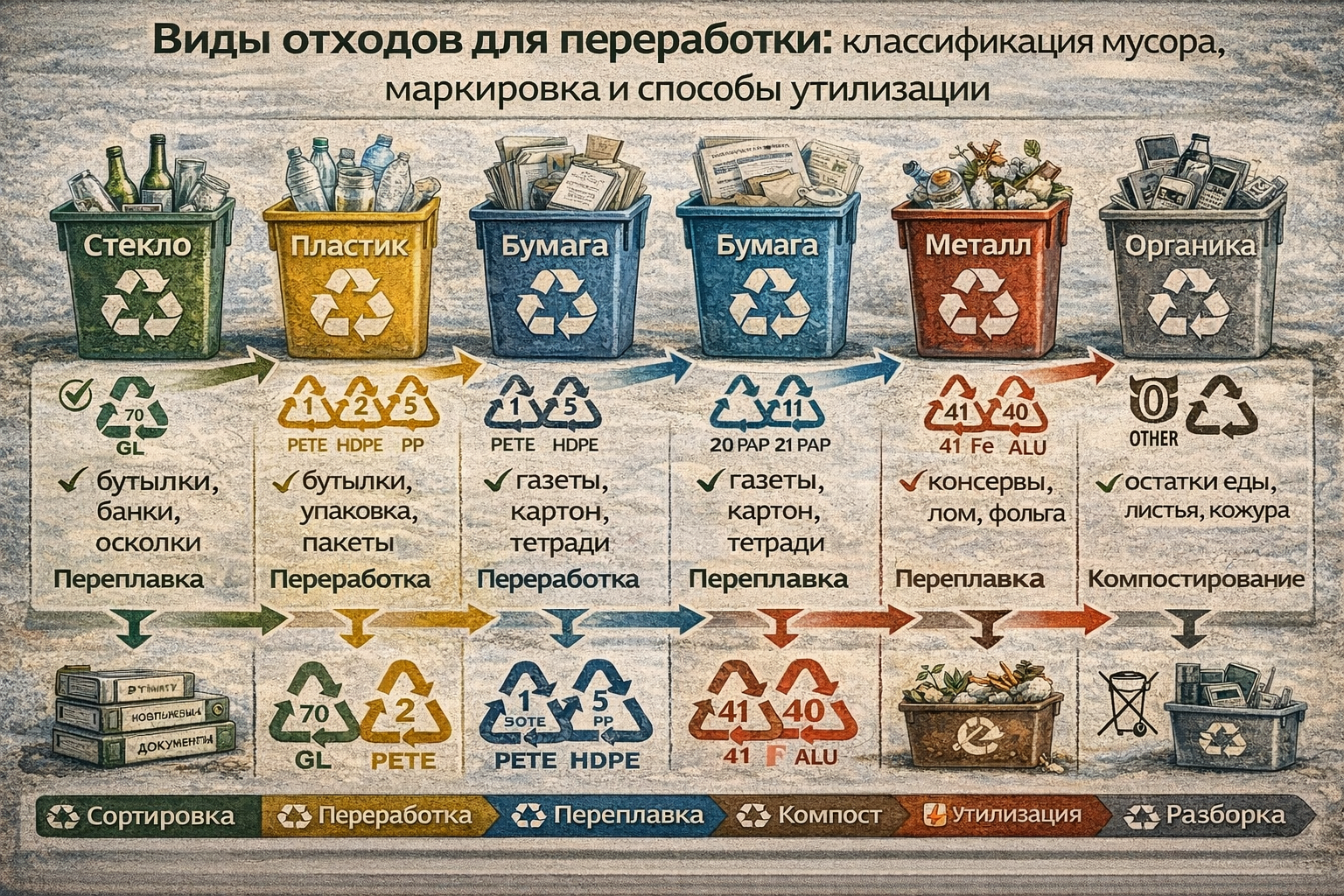 Виды отходов для переработки: классификация мусора, маркировка и способы утилизации
