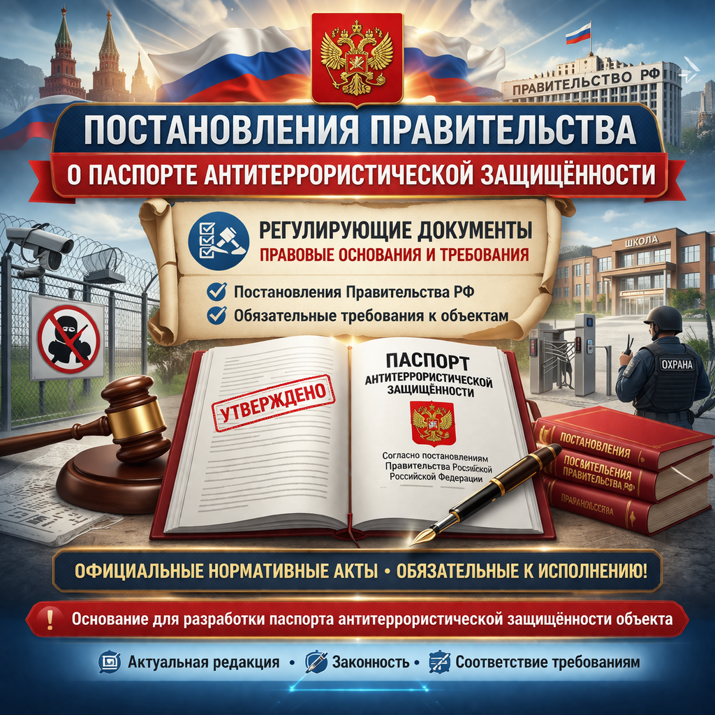 Постановления правительства о паспорте антитеррористической защищённости — полный перечень НПА 2025–2026