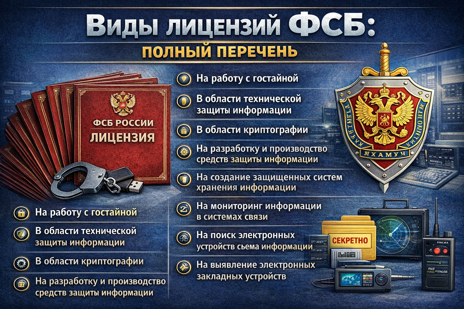Виды лицензий ФСБ: полный перечень