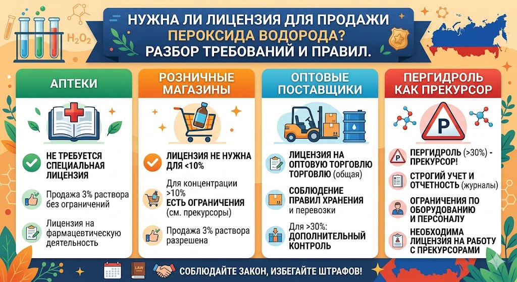 Лицензия на Перекись Водорода 2026: Розничная Продажа, Прекурсоры