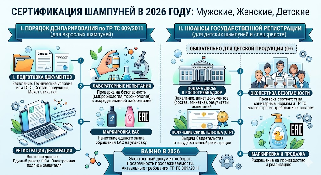Сертификат на Шампунь 2026: ТР ТС 009, СГР, Косметика
