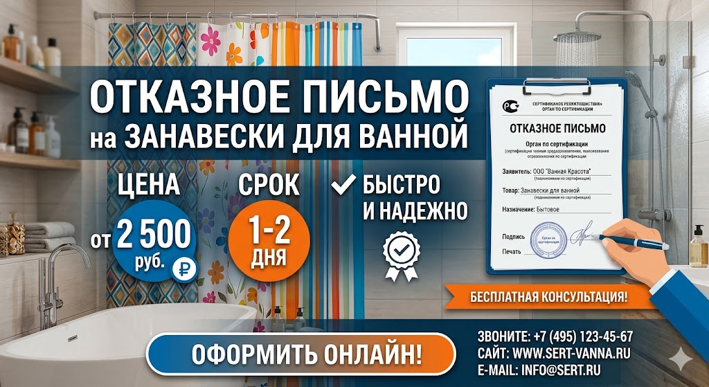 Отказное письмо на занавески для ванной от 2 500 руб. | Реестр Гарант