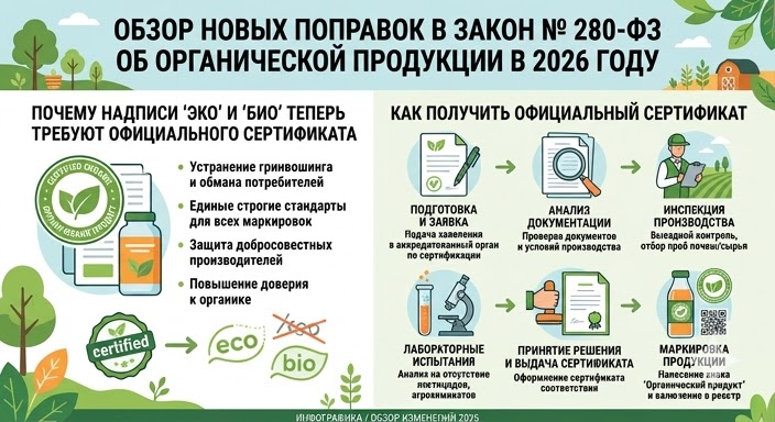 Закон об Органике 280-ФЗ 2026: Изменения, Сертификация, Маркировка