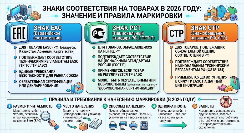 Знаки Соответствия 2026: EAC, РСТ, СТР – Правила Нанесения