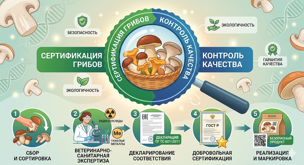Декларация на грибы по ТР ТС 021: свежие, сушёные, замороженные и консервы в России