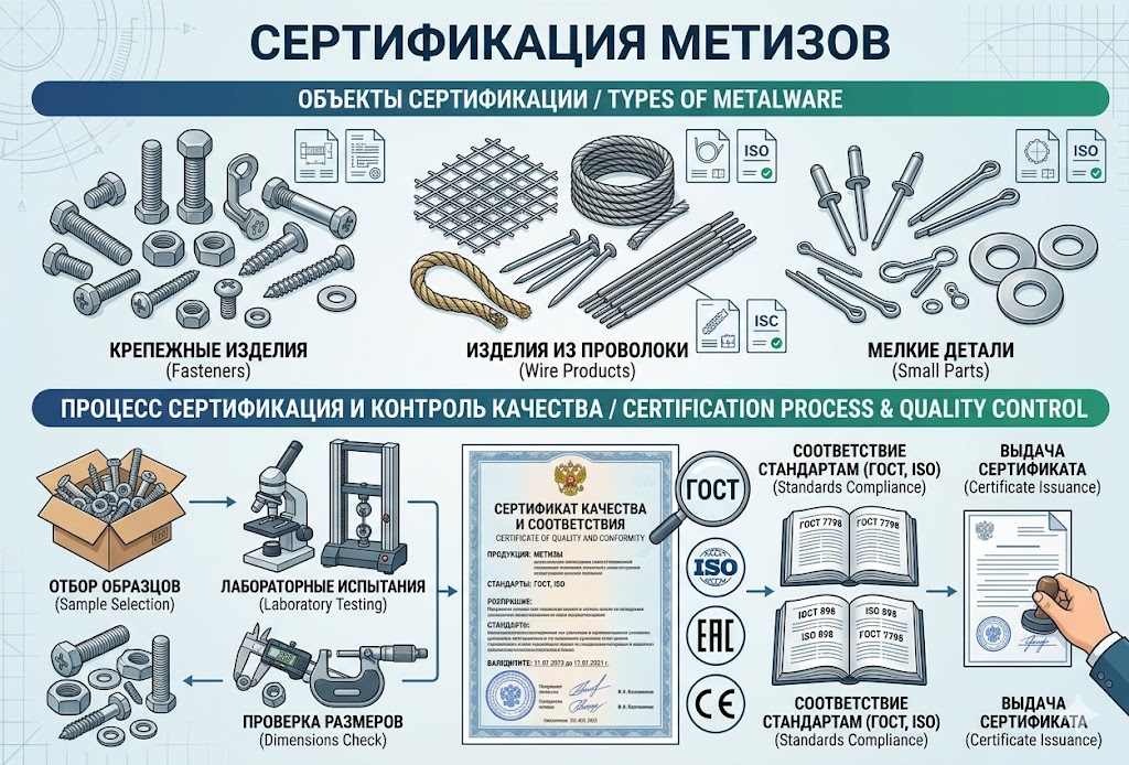 Сертификация метизов: сетка, проволока, гвозди. Инструкция, ГОСТы, цены