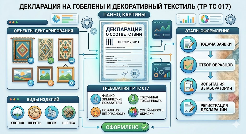 Декларация на Гобелены и Декоративный Текстиль (ТР ТС 017): Панно, Картины