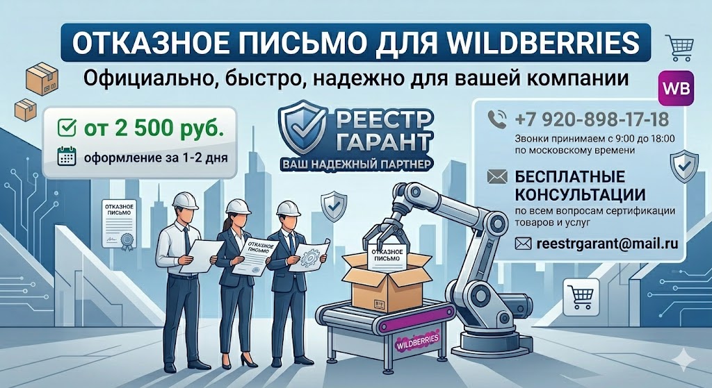 Отказное письмо для Wildberries от 2 500 руб., срок 1-2 дня | Реестр Гарант
